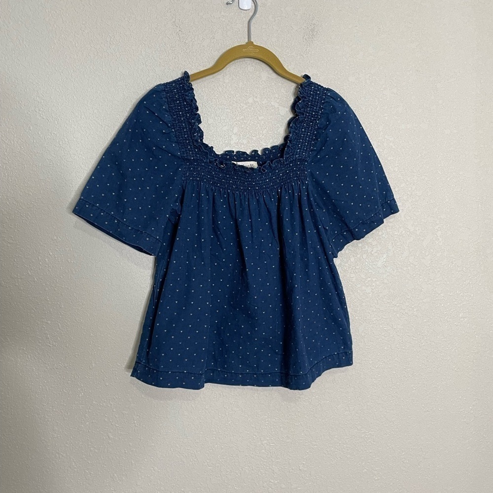 Madewell Heart Print Boxy Oversize Square Neck Blouse Small - Picture 3 of 7